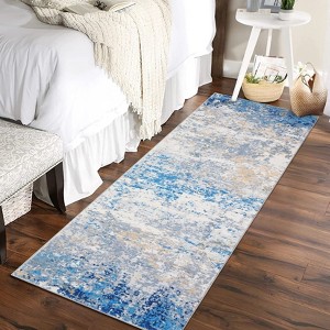 Abstract Machine Washable Rug with Rubber Backing for Living Room Stain Resistant Accent Rug Low Pile Ultra Soft Non Slip Rug - 1 of 4