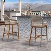 PURPLE LEAF 2 Pieces Bar Stools Patio Modern Rattan Barstools Aluminum Woven Tall Bar Chairs with Cushions for Outdoor Kitchen Island Garden - 3 of 4