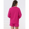 cheibear Women's Button Down Long Sleeve Sleepwear Shirt with Shorts Casual Lounge Sets - 4 of 4