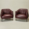 KINWELL 33" Wide Faux Vegan Leather Upholstery Barrel Chair with Metal Legs, Set of 2 - 2 of 4