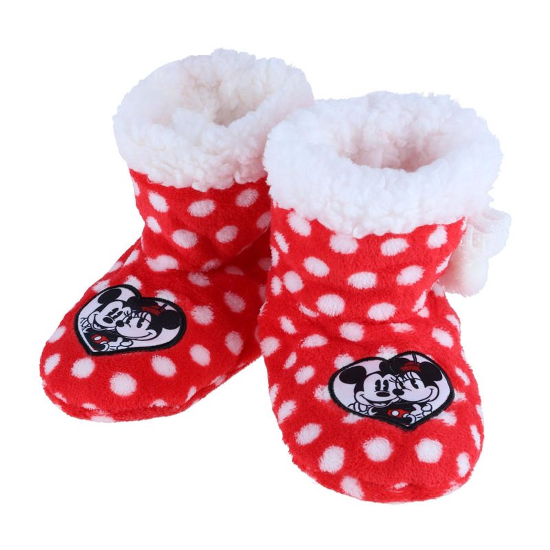 Textiel Trade Kids' Disney Mickey and Minnie Mouse Polka Dot Bootie Slipper, 2 of 4