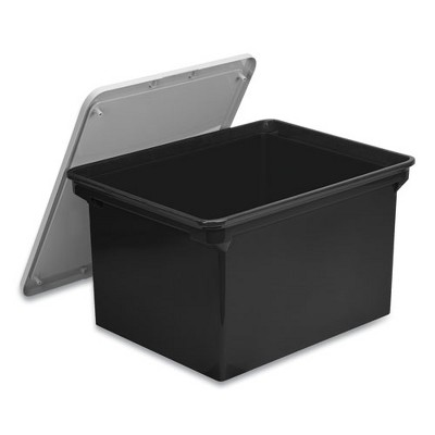 Storex Tote with Comfort Edges, Legal/Letter, 13.9" x 18.3" x 10.6", Black, 4/Carton