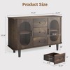 47" Sideboard Buffet Cabinet with Fluted Glass Doors & 3 Drawers, Mid-Century Credenza with Adjustable Shelves for Kitchen, Dining Room - 3 of 4