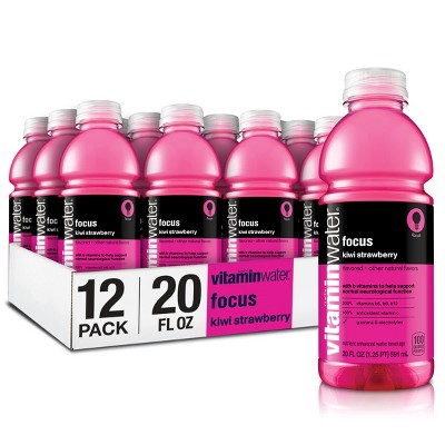 Vitaminwater Focus Electrolyte Enhanced Water Wvitamins, Kiwi-Strawberry Drink - 20 Fl Oz (Pack Of 12)