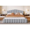 CAVINAS Queen Size Upholstery Floor Bed Frame,Chic Bedframe with Shell-Shaped Headboard,Luxury Velvet Floor Bed,No Box Spring Needed - 2 of 4