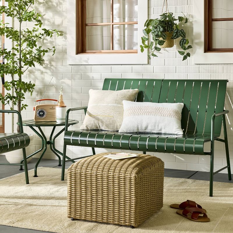 Slat Metal Outdoor Patio Loveseat - Green - Hearth &#38; Hand&#8482; with Magnolia, 3 of 8