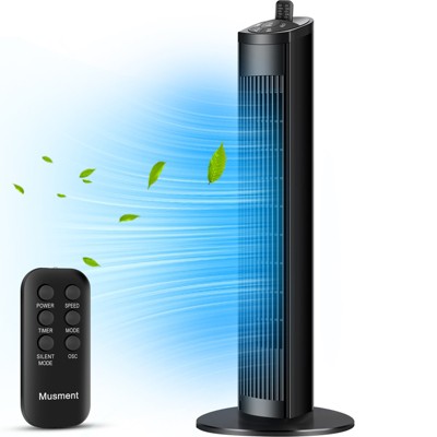 Tower Fan, Standing Floor Fans with Remote, 3-Speed, 15H Timer, LED Display, Oscillating Portable Tower Fans for Home, Bedroom & Office