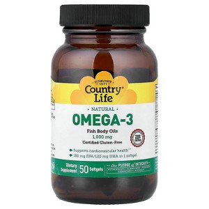 Country Life Natural Omega-3, 1,000 mg, 50 Softgels - 1 of 4