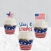 Big Dot of Happiness Stars & Stripes - Cupcake Decoration - Patriotic Party Cupcake Wrappers and Treat Picks Kit - Set of 24 - 3 of 4