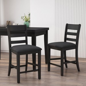 Okak Set of 2 Farmhouse Counter Height Bar Stools for Dining Rooms,High Hollow Back Upholstered Counter Bar Stools Without Arm - 1 of 4