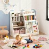 Kids Bookshelf and Toy Storage Organizer 4 Tier Wooden Book Shelf with Storage Bookcase for Kids Room Playroom Nursery - 2 of 4