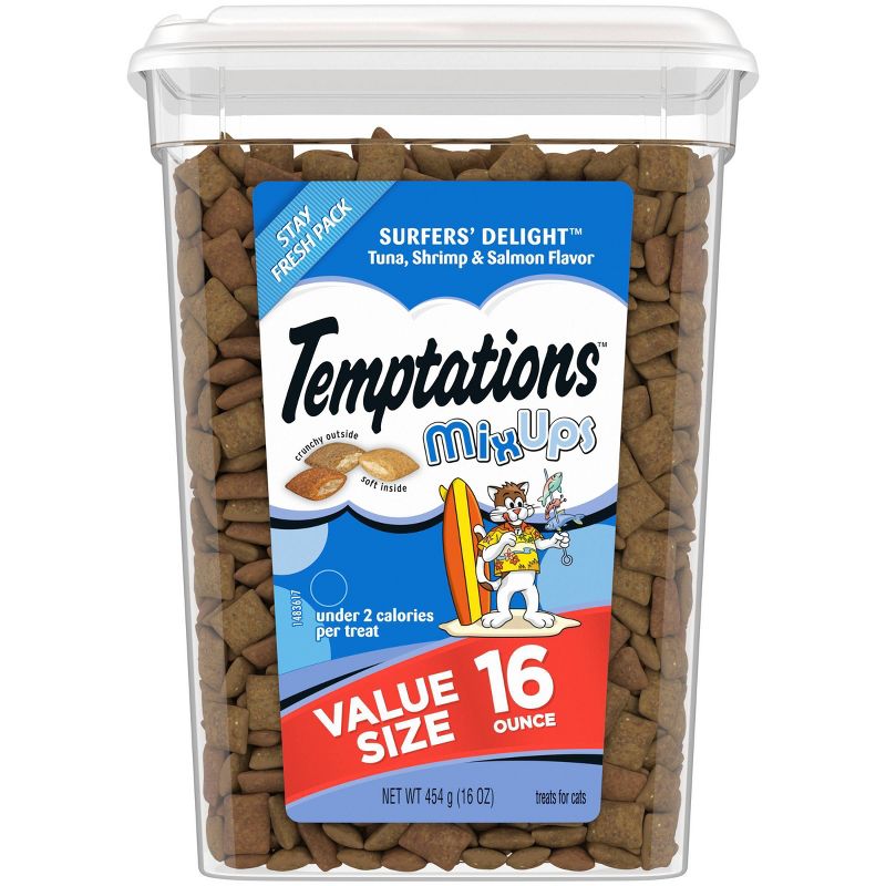 Temptations Mix Ups Surfers Delight Crunchy with Tuna and Salmon Flavor Cat Treats, 1 of 14