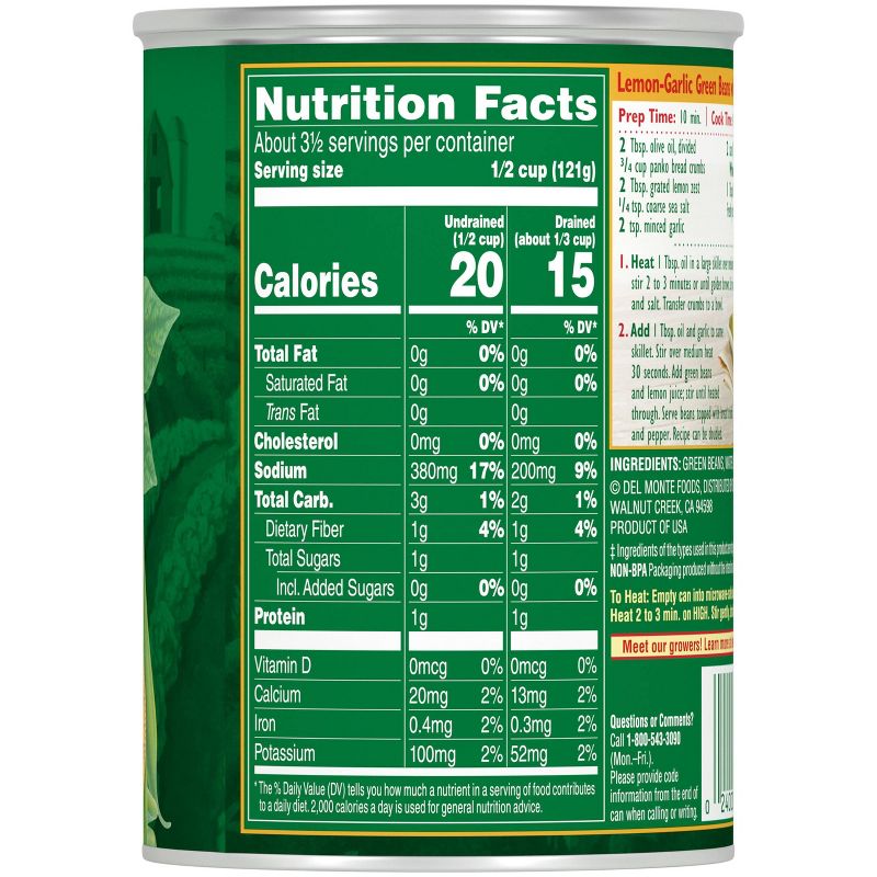 Del Monte Whole Green Beans - 14.5oz, 3 of 7