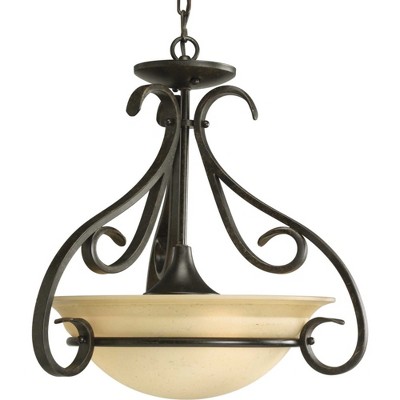 Torino 18" Bronze Semi-Flush Light with Glass Bowl