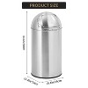Push Lid Trash Can Stainless Steel w/ Removable Bucket, 50L/70L Commercial Garbage Bin, Fingerprint-Proof Kitchen Waste Bin for Indoor/Outdoor Use - 3 of 4