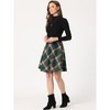 INSPIRE CHIC Women's Christmas Plaids Vintage Tartan Elastic Waist Knee Length A-Line Skirt - 3 of 4