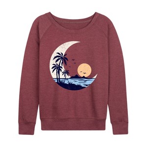 Women's - Instant Message - Moon Beach Scene Lightweight French Terry Slouchy - 1 of 4