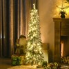 HOMCOM 4 FT Pencil Prelit Artificial Christmas Tree Holiday Decoration with Snow-flocked Downswept Branches, Warm White or Colorful LED Lights - 2 of 4