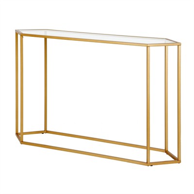 Gold Hexagonal Glass and Metal Hallway Table
