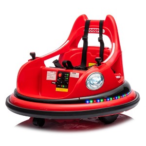12V Kids Ride On Bumper Car Electric Car for 1.5-5 Years Remote Control LED Lights Bluetooth 360¡ã Spin Anti-Collision Padding Five-Point Safety Belt - 1 of 4