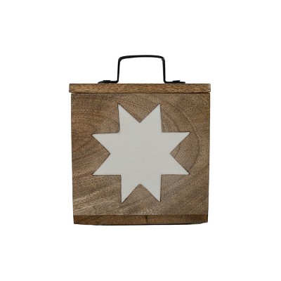 Barn Quilt Trinket Box with Lid Wood, Metal & White Resin by Foreside Home & Garden
