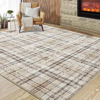 Washable Area Rug Non-Shedding & Easy Care Mat for Kitchen Dining Room Living Room Bedroom Home Decor, Modern Farmhouse Foldable Thin Non Slip Carpet