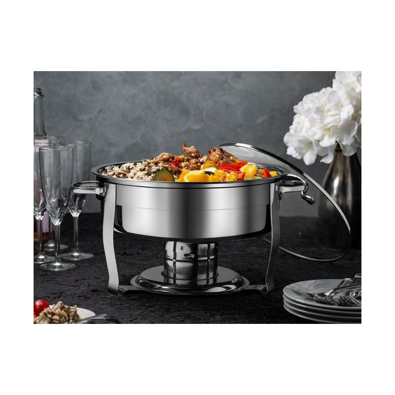 Kook Stainless Steel Chafing Dish with Glass Lid and Rack, Silver, 4.5 Qt, 2 of 5