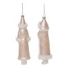Transpac Glass Fur Hat Santa Ornament Set of 2 Christmas Home Decorations - 3 of 3