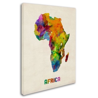 Trademark Fine Art -Michael Tompsett 'Africa Watercolor Map' Canvas Art