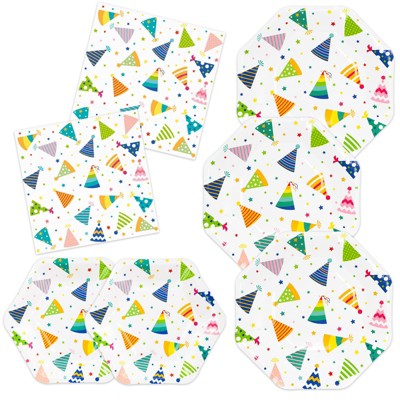 DYLIVeS Hats off Birthday Plates and Napkins Bulk Set, 150 Pcs Dinner Plates Dessert Plates Napkins Disposable Tableware Birthday Party Decorations