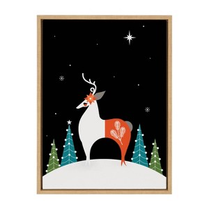 Kate & Laurel All Things Decor 18"x24" Sylvie Season's Greetings Reindeer Framed Canvas Wall Art by Amber Leaders Designs - 1 of 4