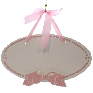 Gift Giant 6.25 In Pink Bow Room Sign Personalize Name Decorative Door Danglers - 1 of 1