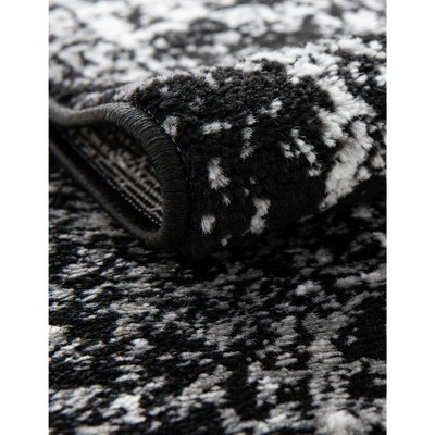 Black Rectangular Stain-Resistant Synthetic Area Rug