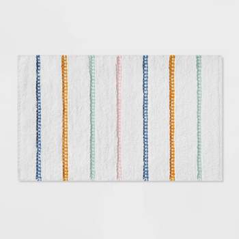 Striped Kids' Bath Rug White/Blue - Pillowfort™
