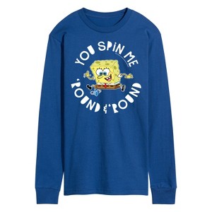 Men's SpongeBob SquarePants You Spin Me Round And Round Long Sleeve Graphic T-Shirt - Royal Blue - Small - 1 of 4