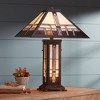 Robert Louis Tiffany Robert Mission Style Table Lamp 26" High Bronze Art with Table Top Dimmer Stained Glass Shade for Bedroom Living Room Bedside - 3 of 4