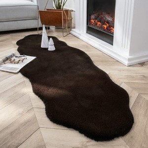 Home Mart Goods Chocolate Brown Faux Rabbit Fur Fuzzy Soft Fluffy Plush Cozy Shaggy Area Rug - 1 of 4