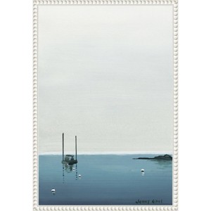 16"x23" Calm Waters by Jen Eitel Framed Canvas Wall Art Print White - Amanti Art: Serene Boat Scene, Modern Decor - 1 of 4