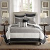 Sapphtopaz 7 Piece Bedding Quilt Set Solid Color Border Medallion Pattern Quilting Reversible Quilt Set with Throw Pillow - 3 of 4