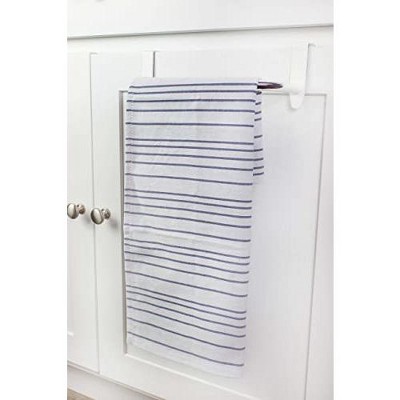 Distressed White Enamel Over Cabinet Towel Holder Set