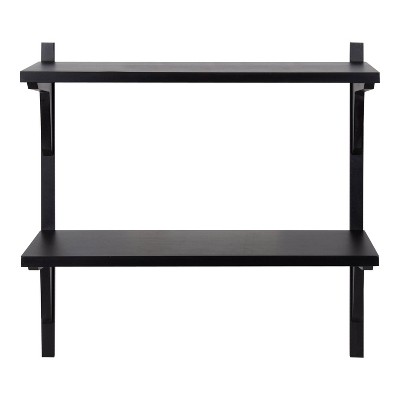 Meridien Black Poplar Wood 28'' Floating Wall Shelf