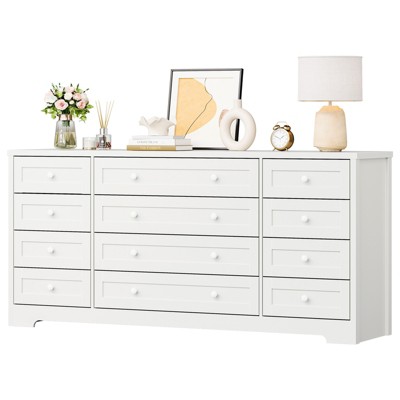Wooden Dressers for Bedroom with 12 Drawers, Wide TV Stand Dresser for 65 Inch TV, Chest of Drawers,Wood Modern Clothes Storage Organizer for Hallway