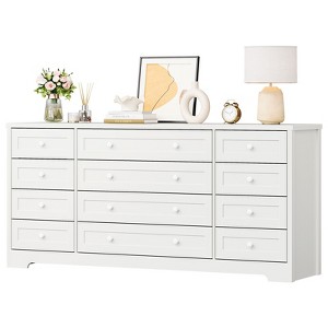 Wooden Dressers for Bedroom with 12 Drawers, Wide TV Stand Dresser for 65 Inch TV, Chest of Drawers,Wood Modern Clothes Storage Organizer for Hallway - 1 of 4