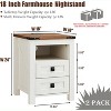 Nightstand Set of 2, Farmhouse End Table with Charging Station & 2 Drawers, 18″ Wood Bedside Table for Bedroom/Living Room/Hallway - 2 of 4