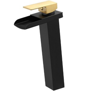 BWE Waterfall Single Hole Single Handle Bathroom Vessel Sink Faucet With Pop-up Drain Assembly - 1 of 4