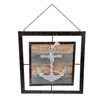 Beachcombers Metal Coastal Plaque Sign Wall Hanging Decor Decoration For The Beach With Anchor 13 x 13 x 0.25 Inches.