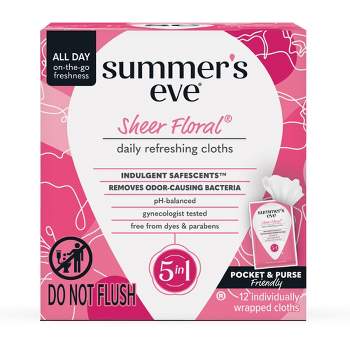 Summer's Eve Sheer Floral 5-in-1 Feminine Wipes - 12ct