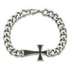 Black Bow Jewelry Men's Stainless Steel Carbon Fiber Cross Chain Bracelet, 8.5 Inch - 4 of 4