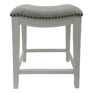 Carolina Living Sawyer 25" Saddle Counter Stool - Set of 2 - Missouri White - Fawn Chenille Upholstery - 1 of 4