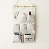 Anna-Kaci Hanging Fabric Storage Organizer with Wooden Rod and Multi-Pocket Design - Beige - 2 of 3